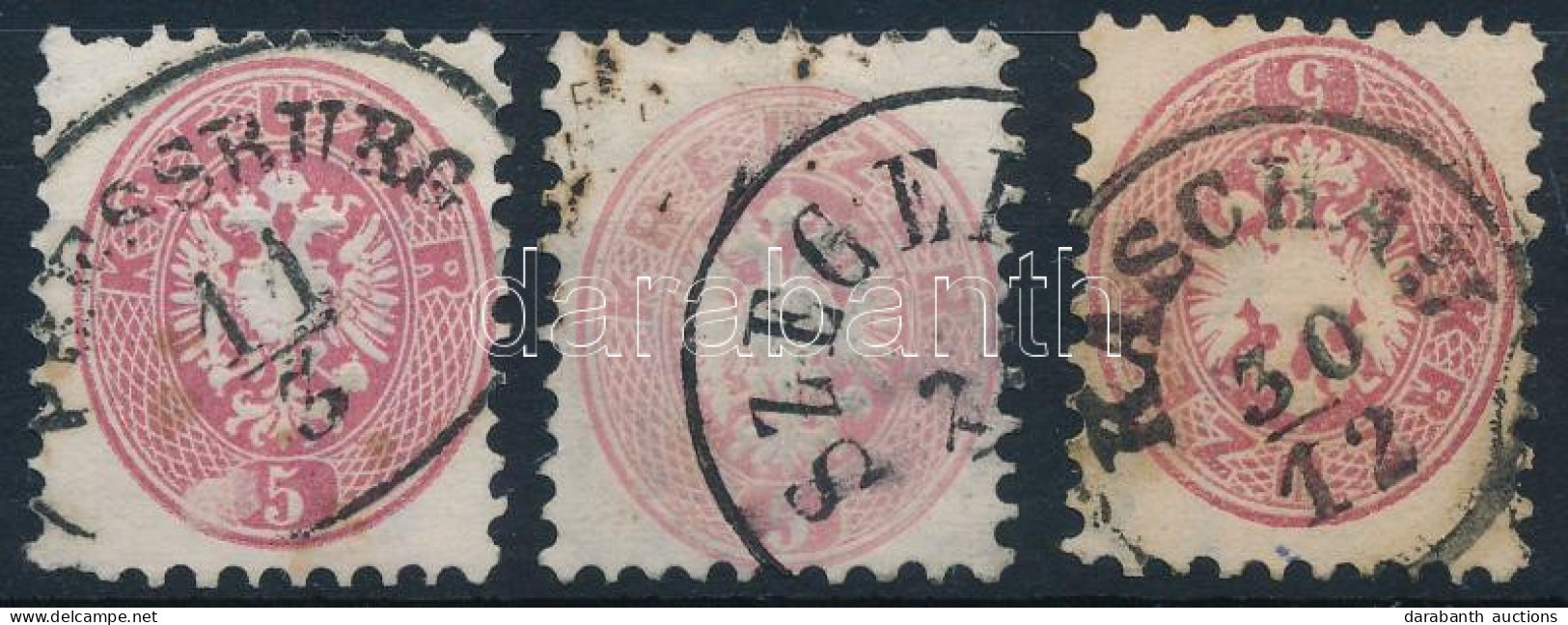 O 1864 3 Db Vízjeles 5kr / With Watermark - Other & Unclassified