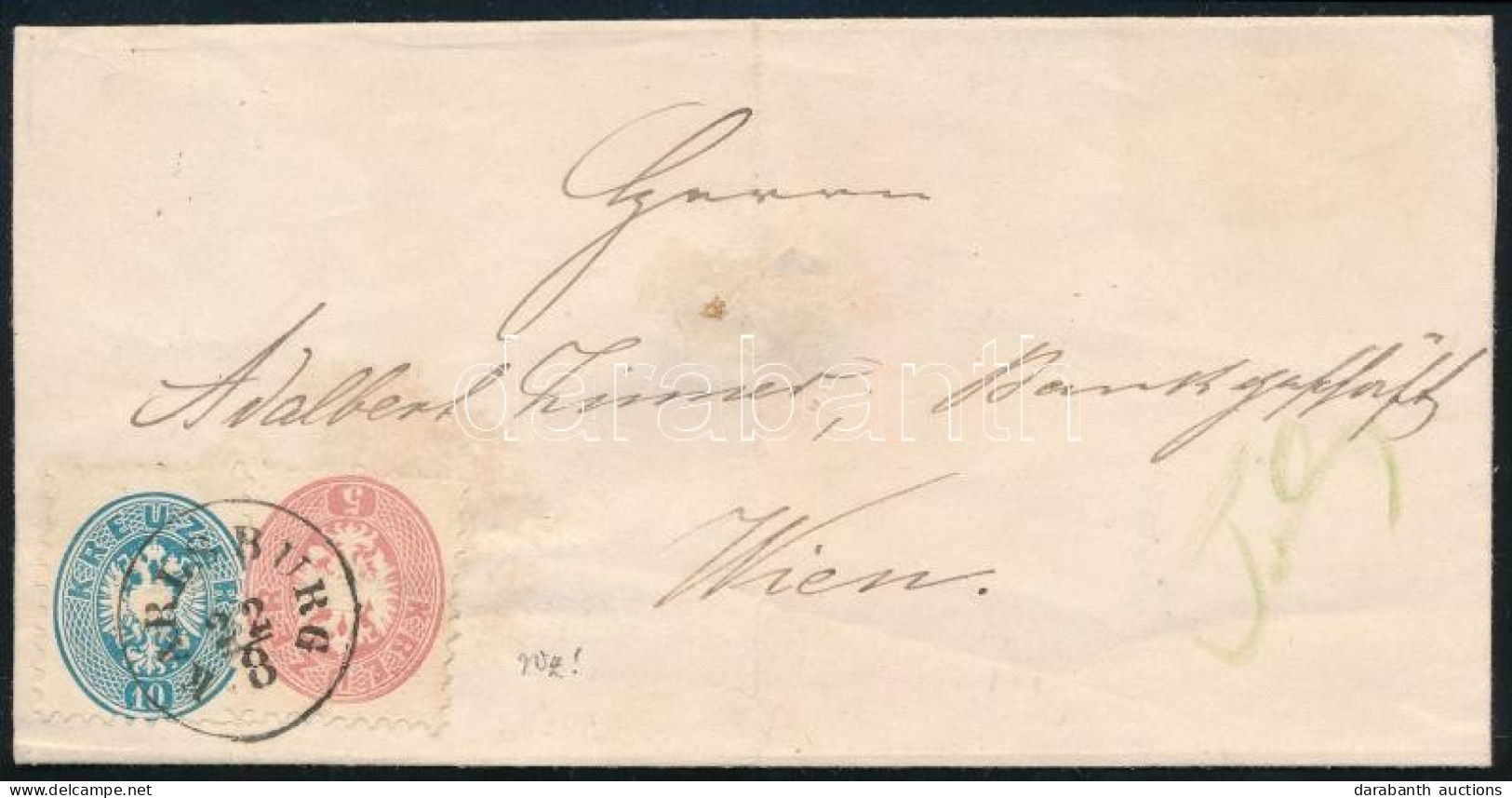 ~1864 5kr (vízjeles? / With Watermark?) + 10kr Levélen / On Cover "KARLSBURG" - Wien - Sonstige & Ohne Zuordnung