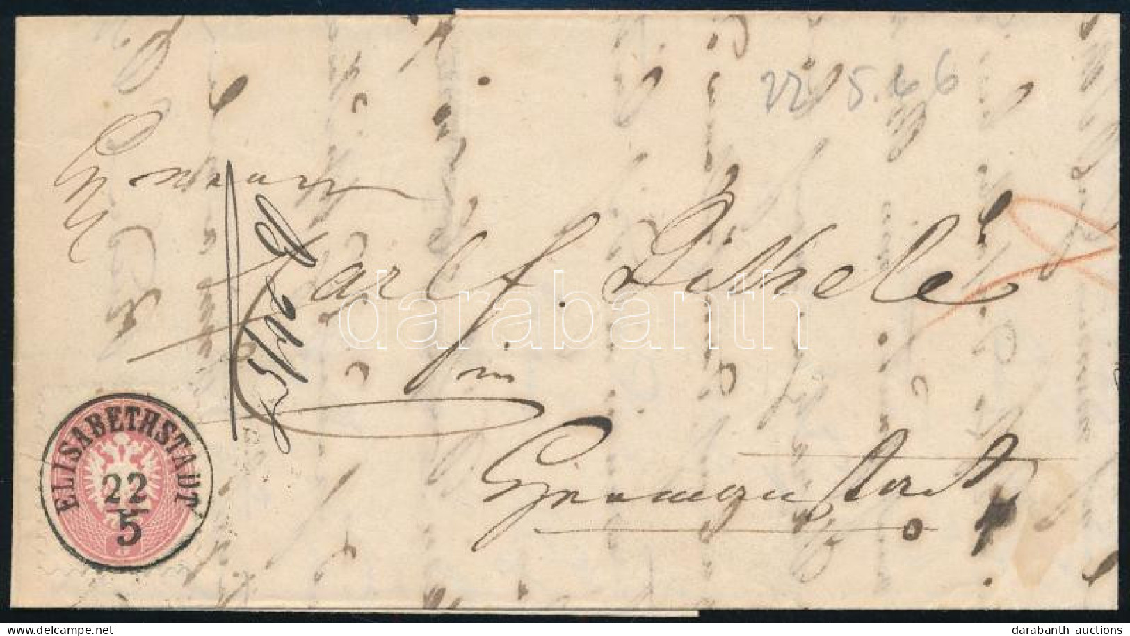 1866 5kr Levélen / On Cover "ELISABETHSTADT" - Other & Unclassified