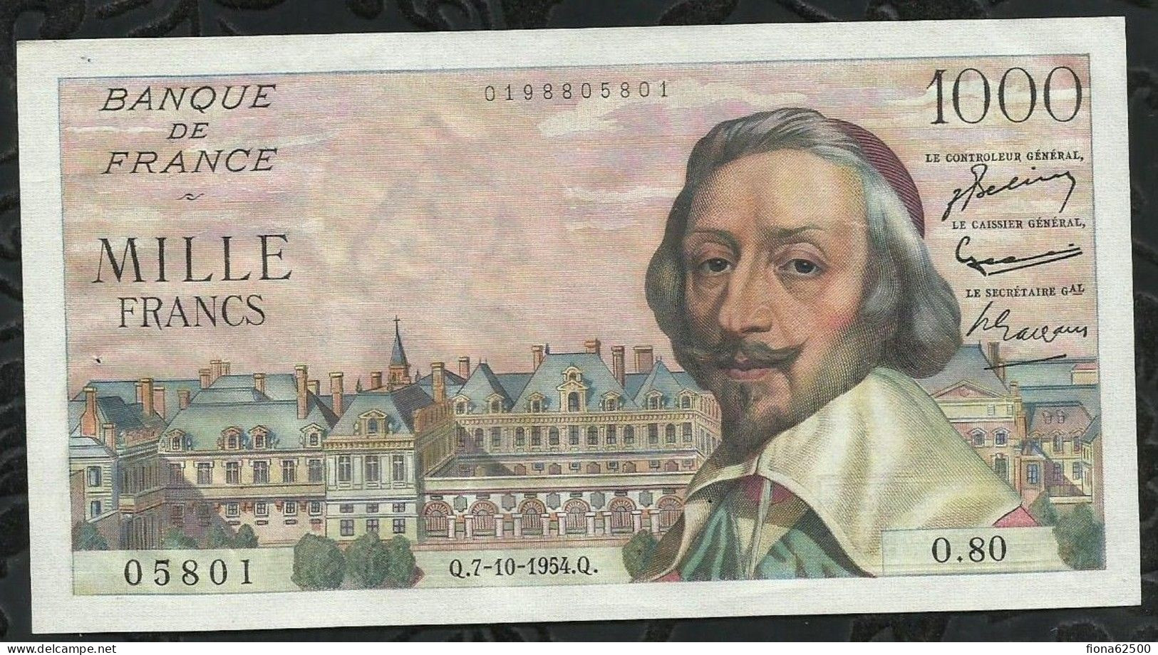 BILLET DE 1000 FRANCS "RICHELIEU " . 7.10.1954. - 1 000 F 1953-1957 ''Richelieu''