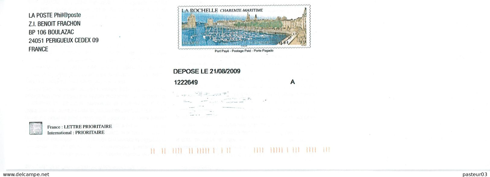 Entier Circulaire Philaposte Avec Timbre N° 4172 La Rochelle (pli De Grande Taille) Avec Charte De La Philatélie - Pseudo-entiers Officiels