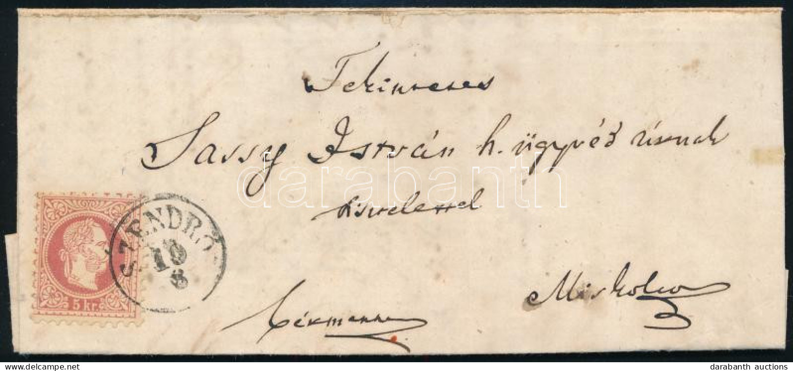 1869 5kr Levélen / On Cover "SZENDRŐ" - Miskolc - Sonstige & Ohne Zuordnung