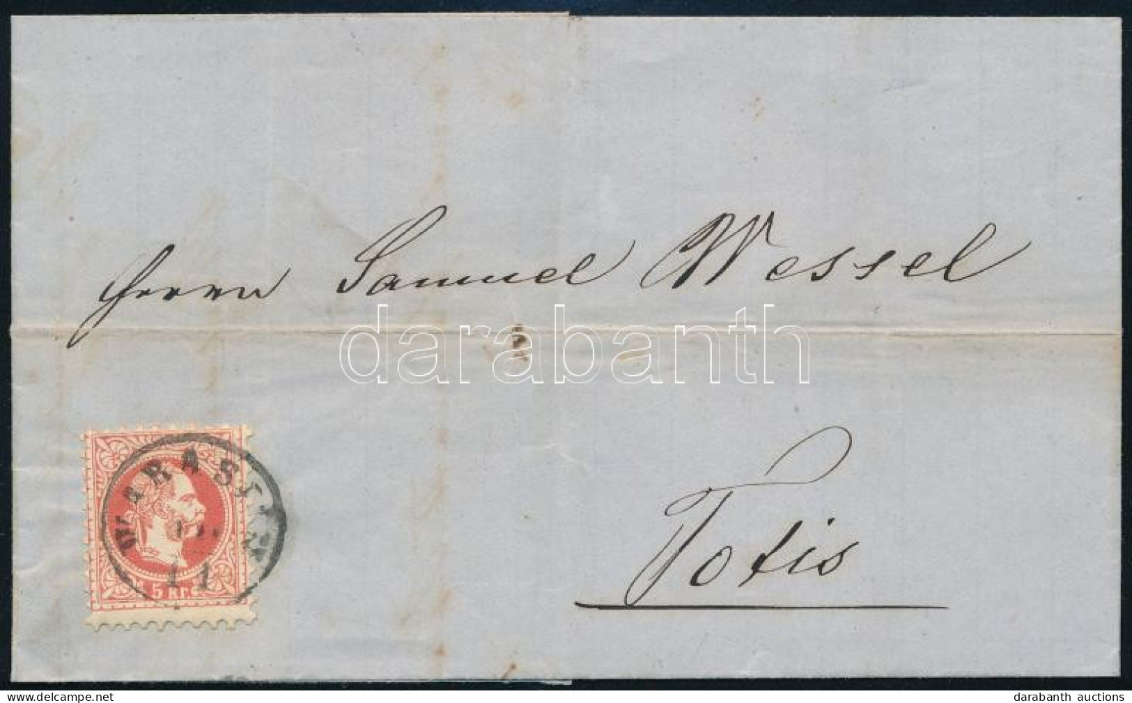 1869 5kr Levélen / On Cover "WARASDIN" - Totis - Other & Unclassified