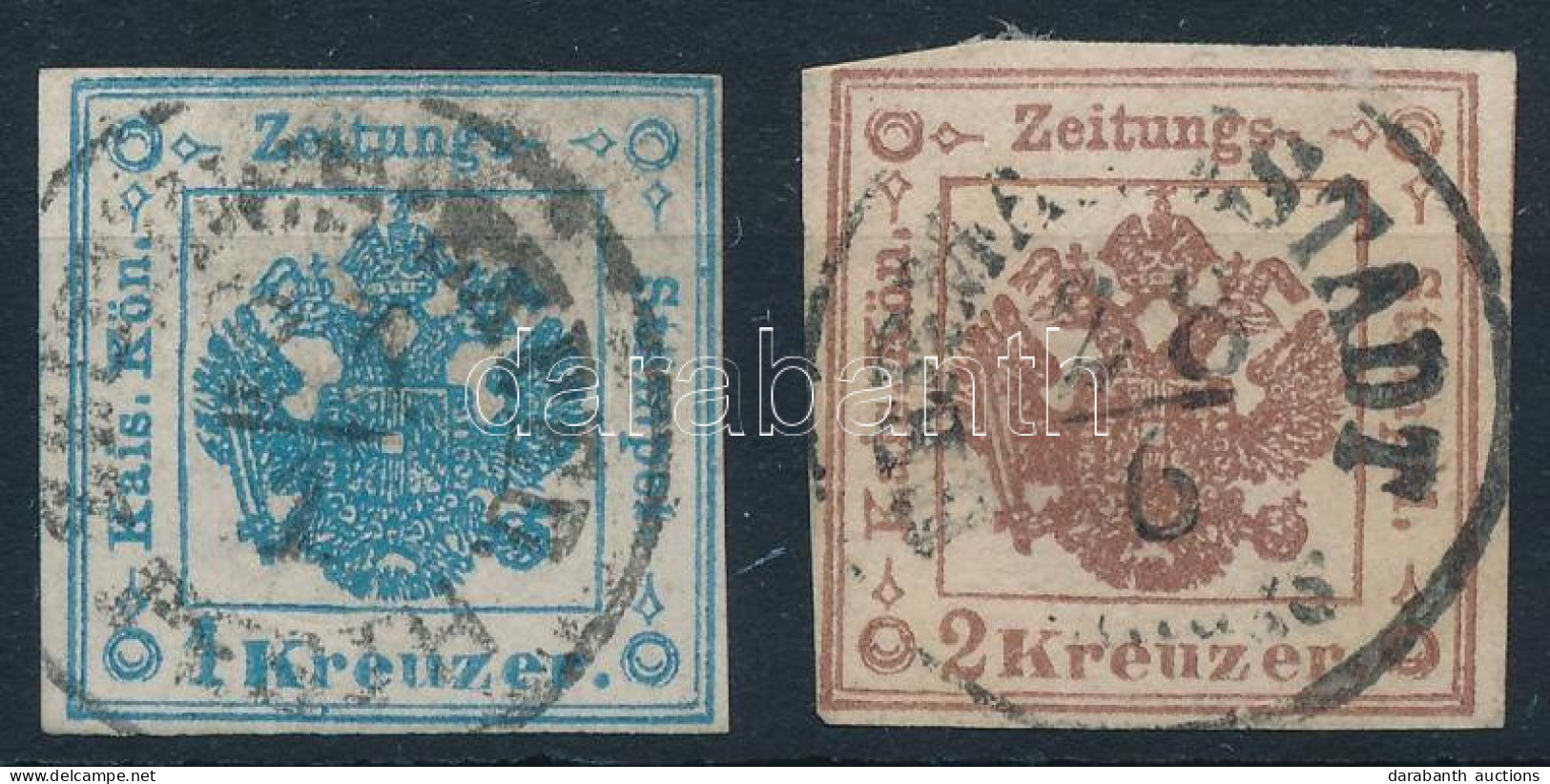 O 1858 Hírlapilletékbélyeg 1kr + 2kr / Newspaper Duty Stamp 1kr + 2kr "ZEITUNGS-EXPED." + "HERMANNSTADT" - Altri & Non Classificati