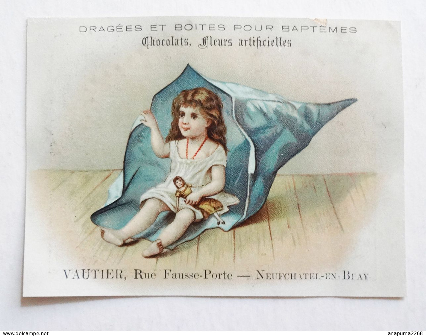 CALENDRIER 1892.... CHROMO DRAGEES ....PETITE FILLE ...POUPEE ... ....VAUTIER  / NEUFCHATEL - Other & Unclassified