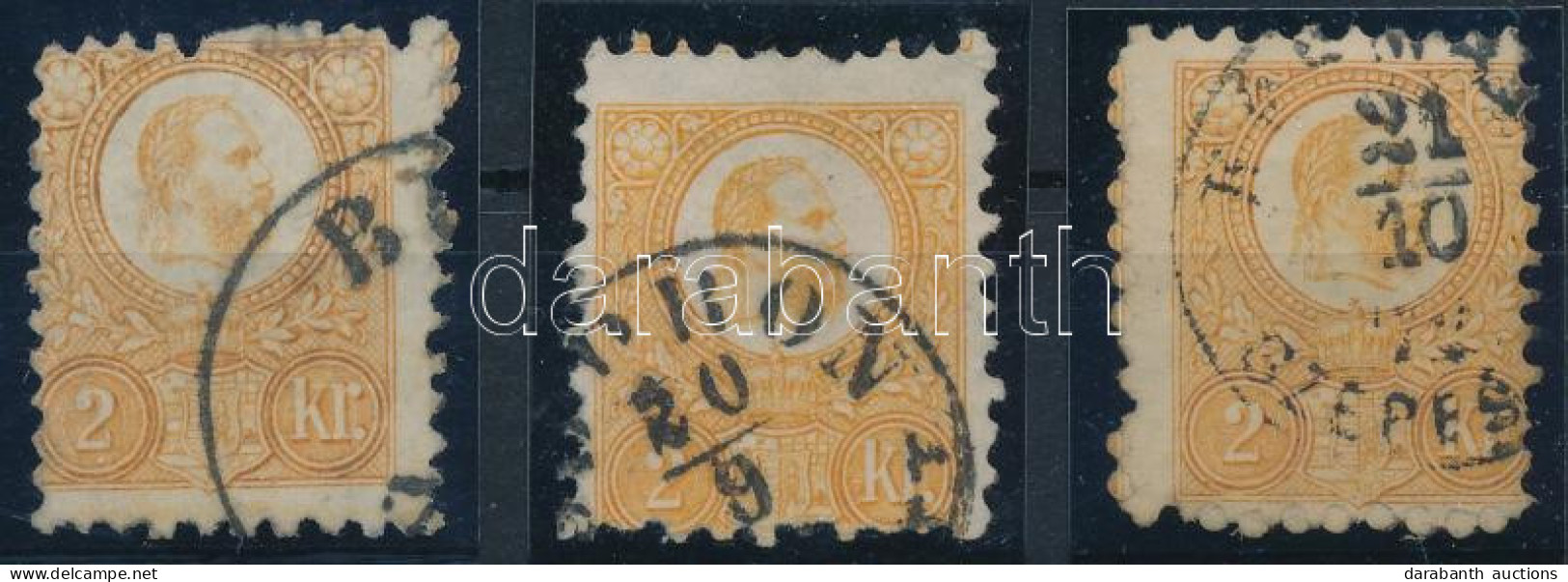 O 1871 3 Db Réznyomat 2kr Elfogazva / Shifted Perforation - Sonstige & Ohne Zuordnung