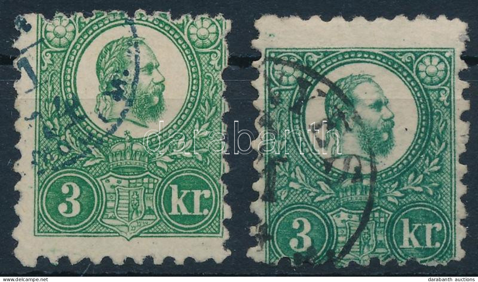 O 1871 2 Db Réznyomat 3kr Elfogazva / Shifted Perforation - Autres & Non Classés