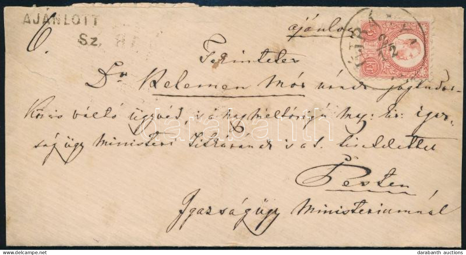 1871 Ajánlott Levél 3 X Réznyomat 5kr Bélyeggel / 3 X 5kr On Registered Cover "ÚJBÁNYA" - Pest - Andere & Zonder Classificatie