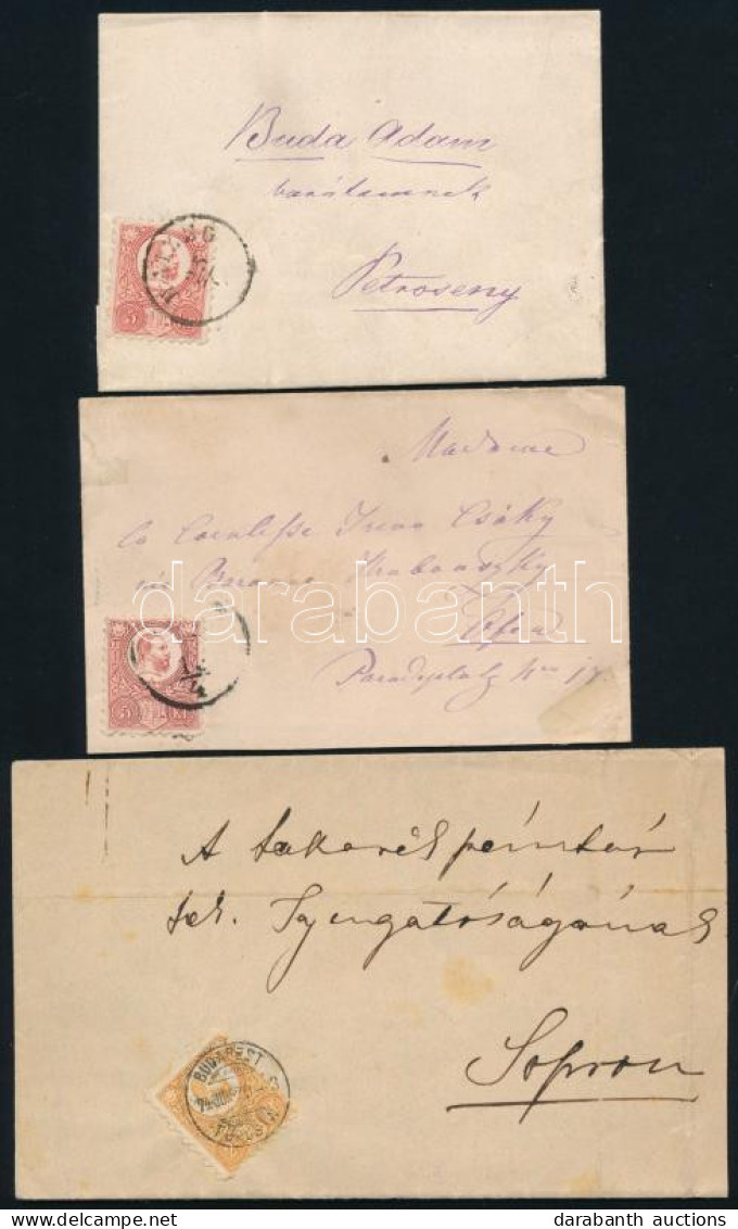 1871-1874 3 Db Levél / 3 Covers "BUDAPEST / FŐPOSTA", "(BUDA)", "HATZEG" - Sonstige & Ohne Zuordnung