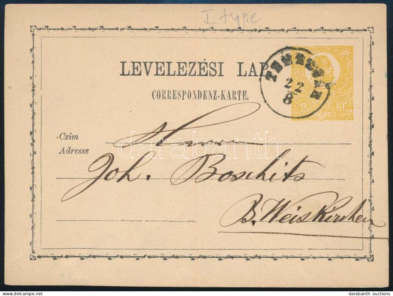 ~1873 2kr Díjjegyes Levelezőlap / PS-card "TEMESVÁR" - Pest - Sonstige & Ohne Zuordnung