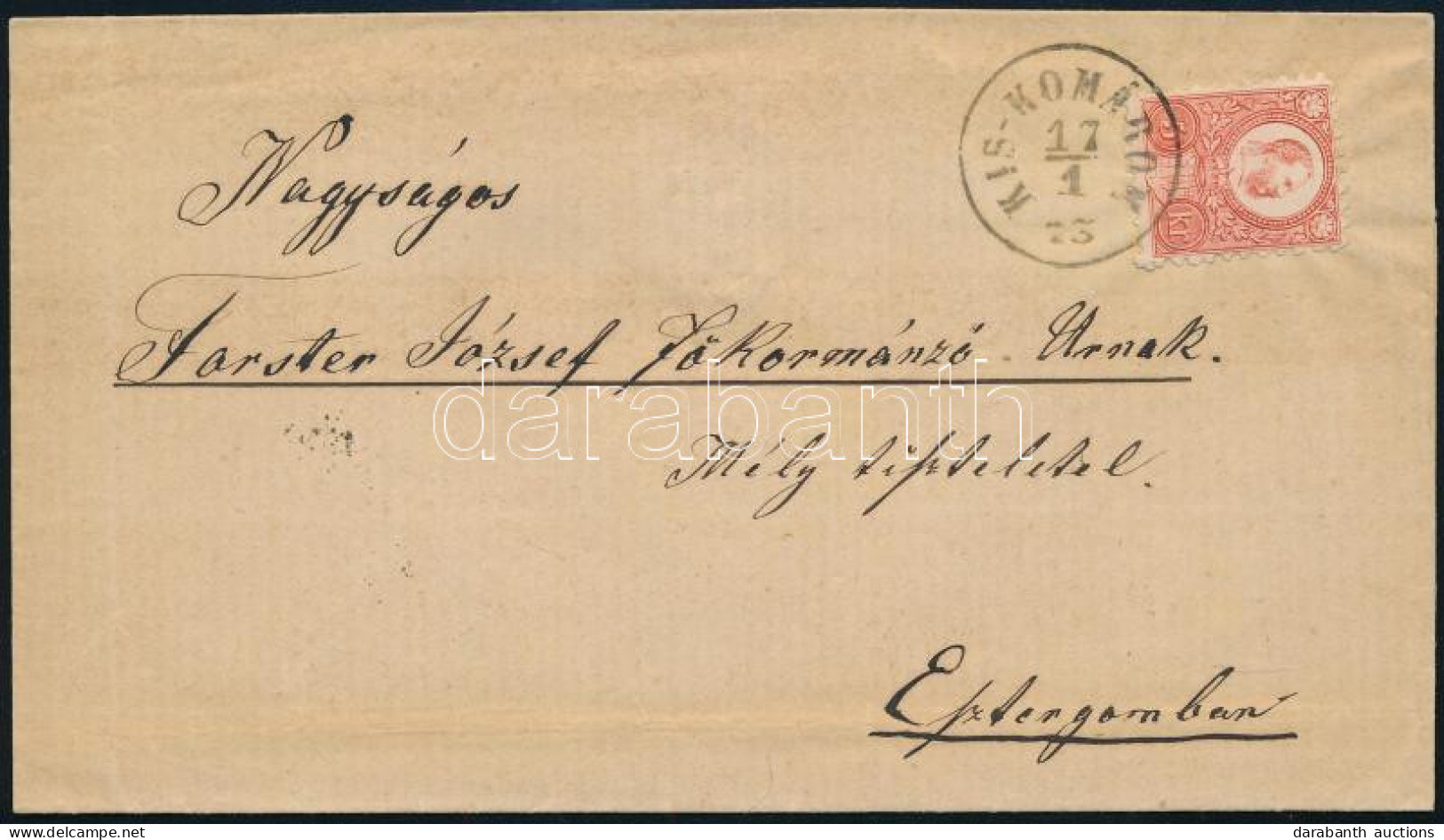 1873 5kr Levélen / On Cover "KIS-KOMÁROM" - "ESZTERGOM" - Sonstige & Ohne Zuordnung