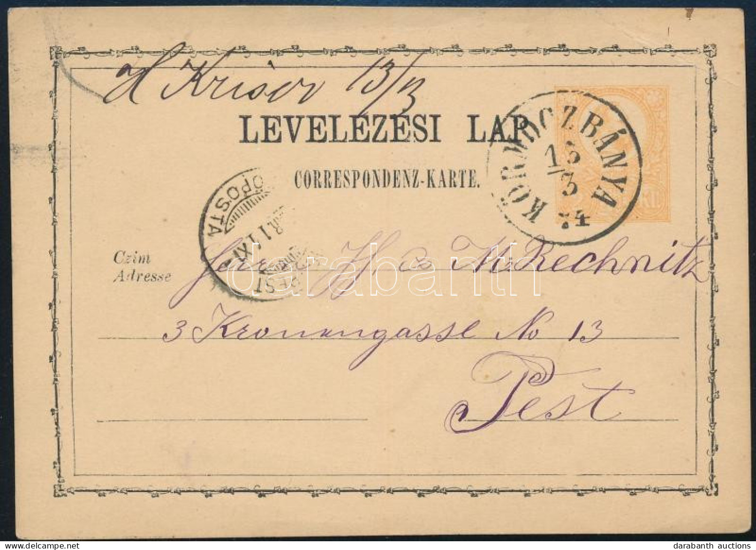 1874 2kr Díjjegyes Levelezőlap / PS-card "KÖRMÖCZBÁNYA" - Pest - Autres & Non Classés