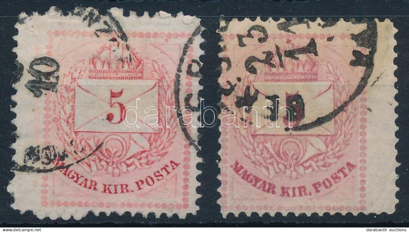 O 1874 2 Db 5kr Elfogazva / Shifted Perforation - Other & Unclassified