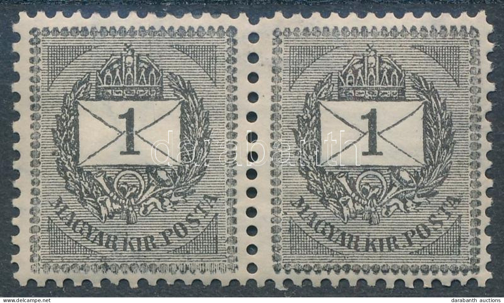 **, * 1889 1kr Pár Lemezhibával, 12 : 11 3/4 Fogazás. Párban Ritkaság! / Mi 27 Pair With Plate Flaw - Other & Unclassified