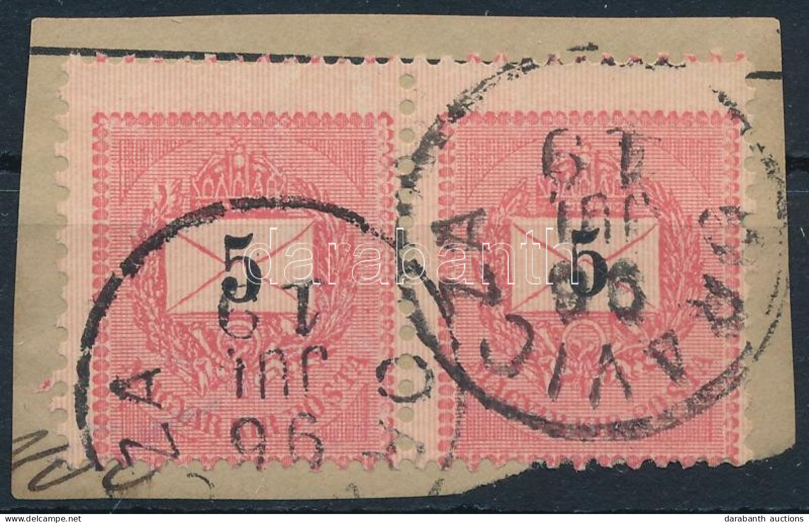 1889 5kr Pár Kivágáson Elfogazva / Pair With Shifted Perforation - Otros & Sin Clasificación