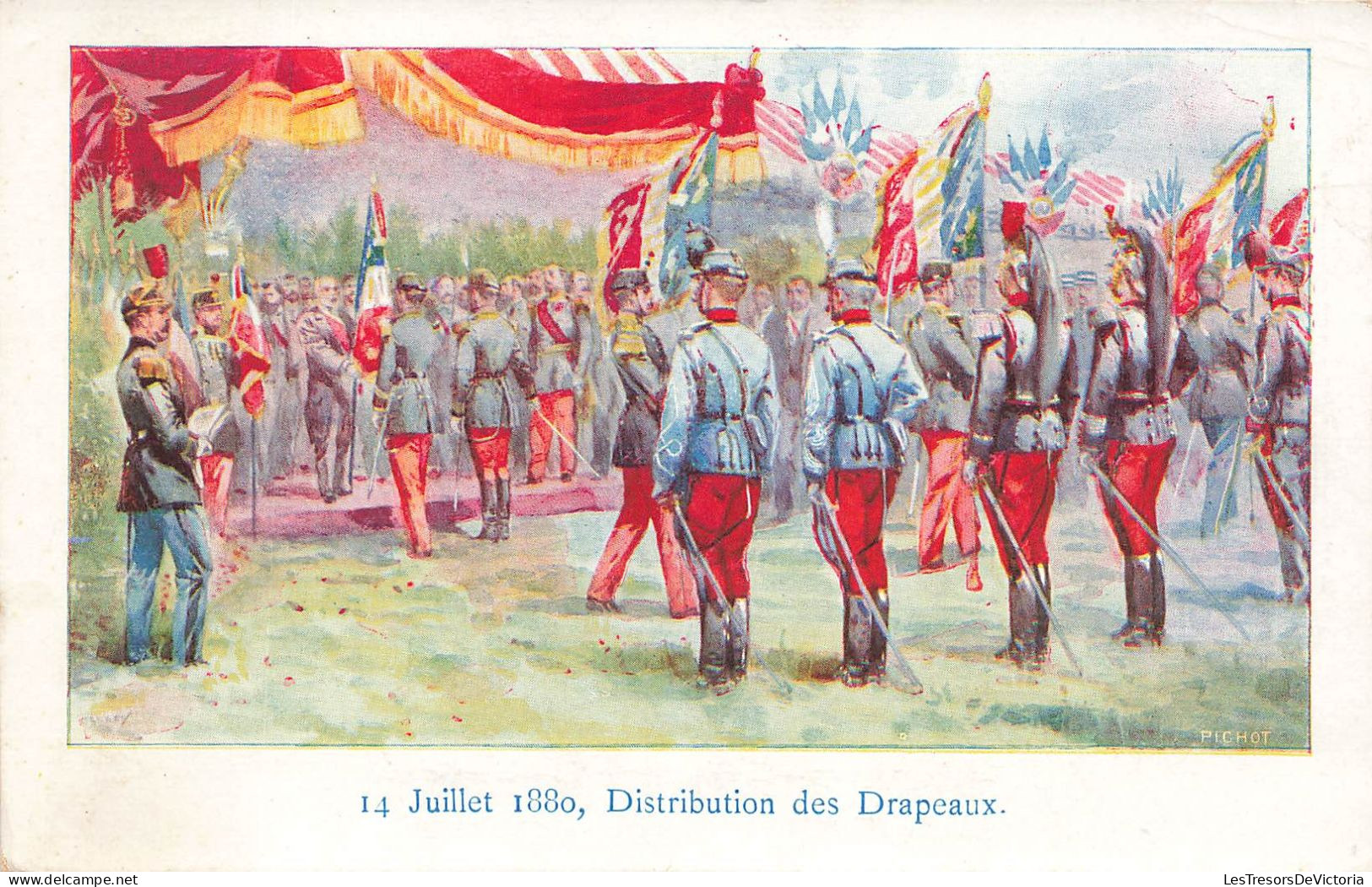 EVENEMENTS - 14 Juillet 1880 - Distribution Des Drapeaux - Colorisé - Animé - Carte Postale Ancienne - Altri & Non Classificati