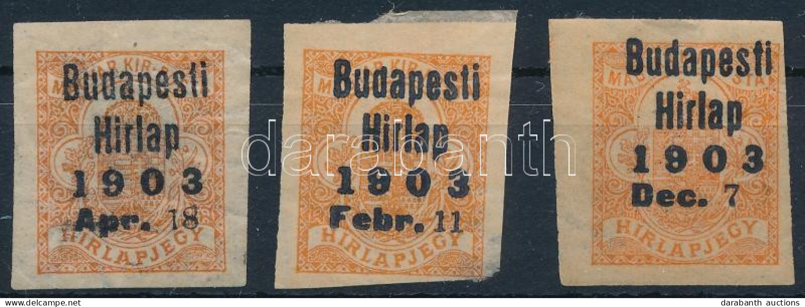 (*) 1903 3 Db Felülnyomott Hírlapbélyeg - Other & Unclassified