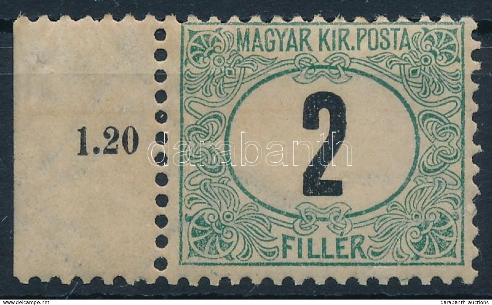 * 1903 Portó 2f ívszéli Bélyeg Csillagvízjellel (javarészt Az ívszélen) (alul Kis Szakadás) / Mi P 2 Star In The Waterma - Other & Unclassified