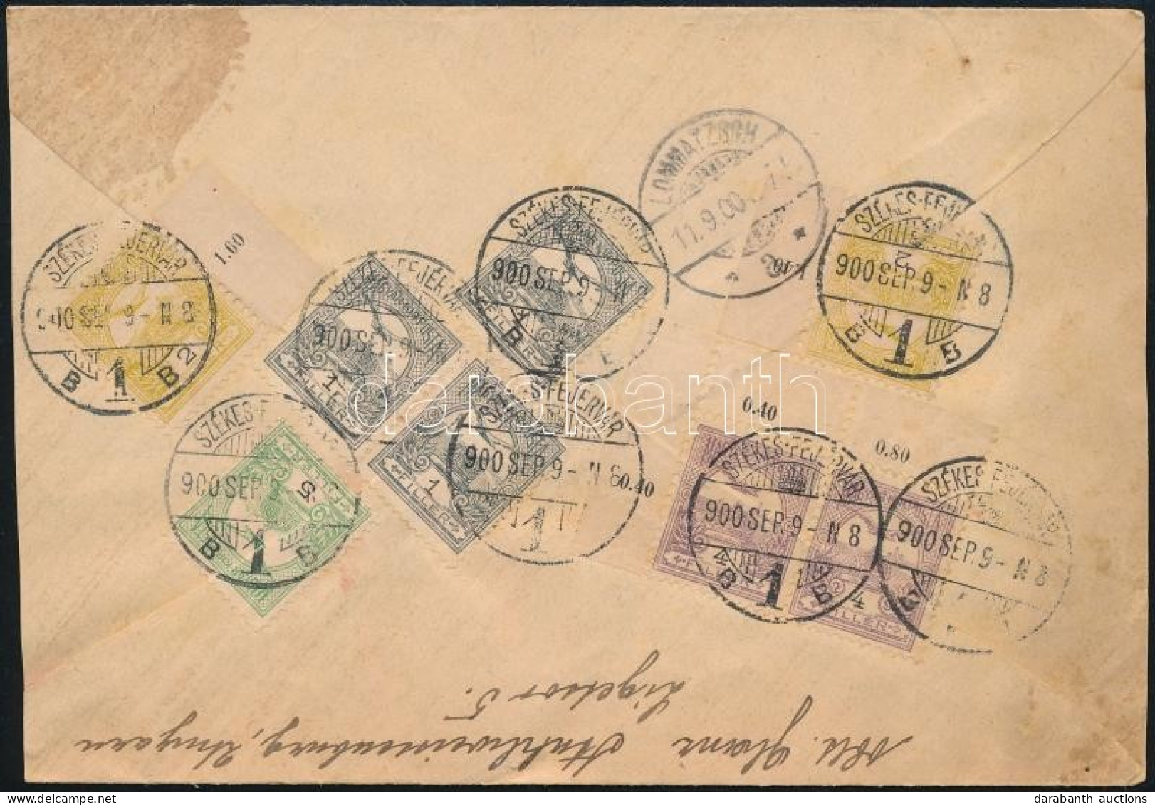 1900 Levél 20f Bérmentesítéssel 8 Db Turul Bélyegen - Cover With 8 Stamps "SZÉKESFEHÉRVÁR" - Sachsen - Andere & Zonder Classificatie