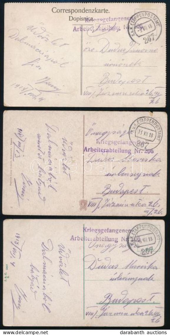 1918 3 Db Tábori Posta Képeslap Hadifogoly Munkásszázadtól / 3 Field Postcards "Kriegsgefangenen Arbeiterabteilung Nr. 2 - Autres & Non Classés