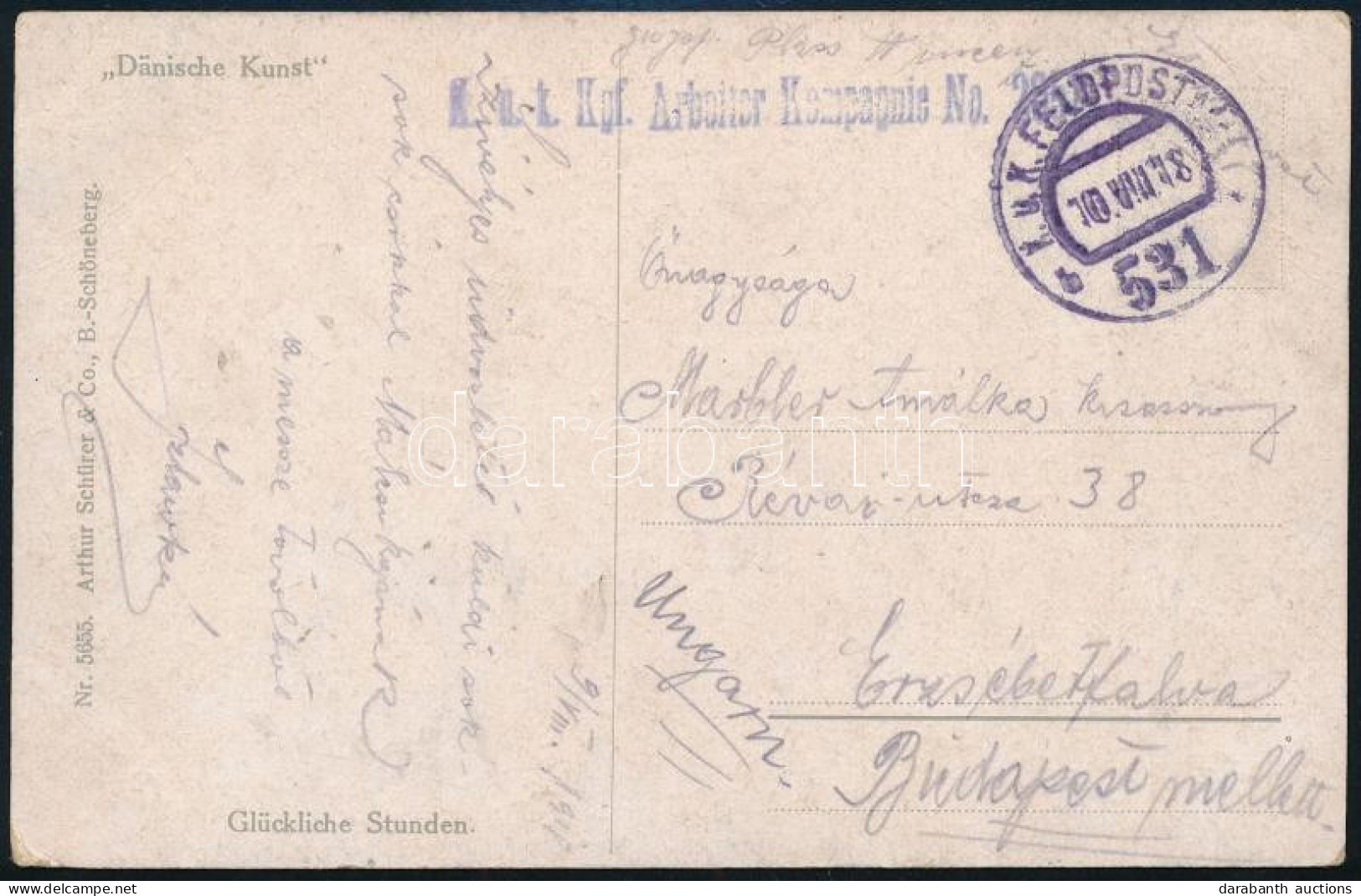 1918 Tábori Posta Képeslap Hadifogoly Munkásszázadtól Küldve / Field Postcard "K.u.k. Arbeiter Kompagnie No. 2057" + "FP - Other & Unclassified