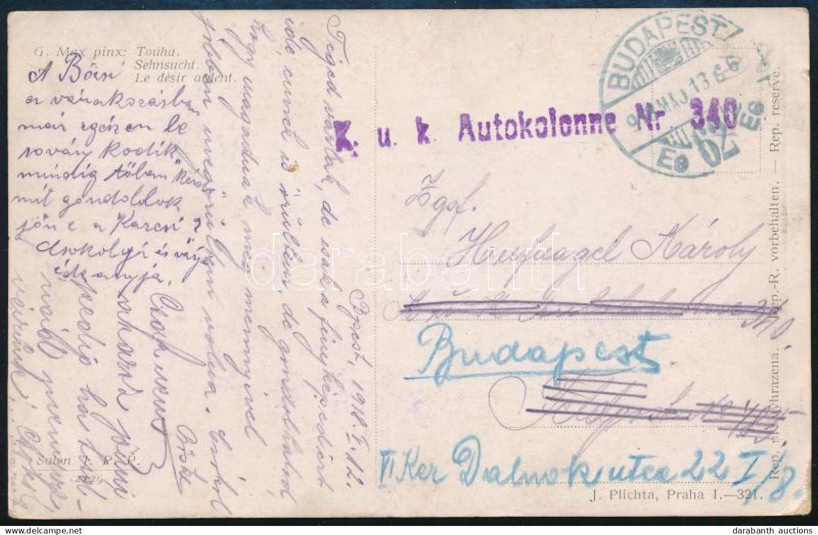 1918 Tábori Posta Képeslap / Field Postcard "K.u.k. Autokolonne Nr. 340" - Andere & Zonder Classificatie