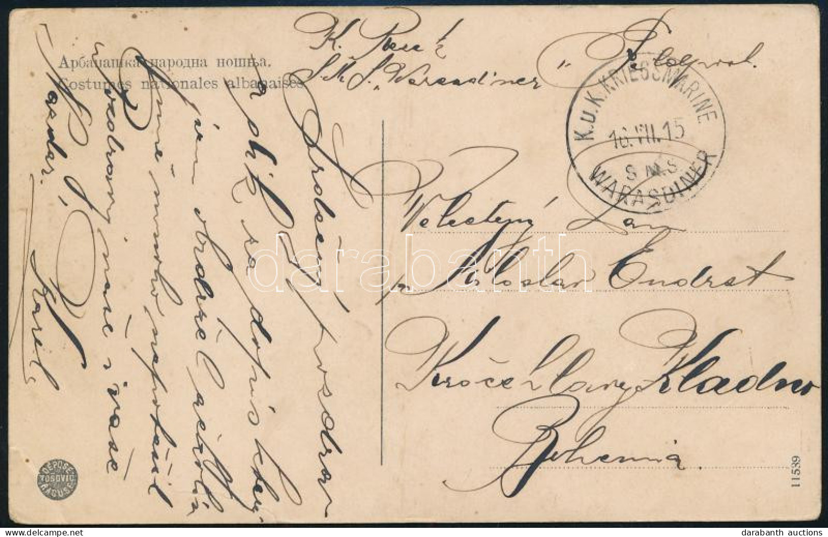 1915 Tábori Posta Képeslap / Field Postcard "S.M.S. WARASDINER" - Other & Unclassified