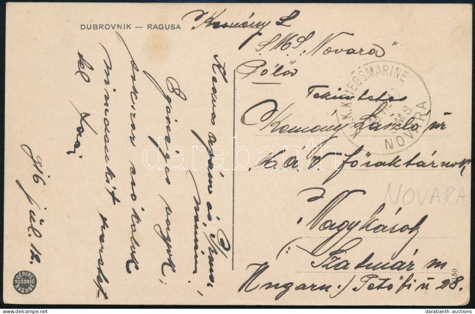 1916 Tábori Posta Képeslap / Field Postcard "S.M.S. NOVARA" - Sonstige & Ohne Zuordnung