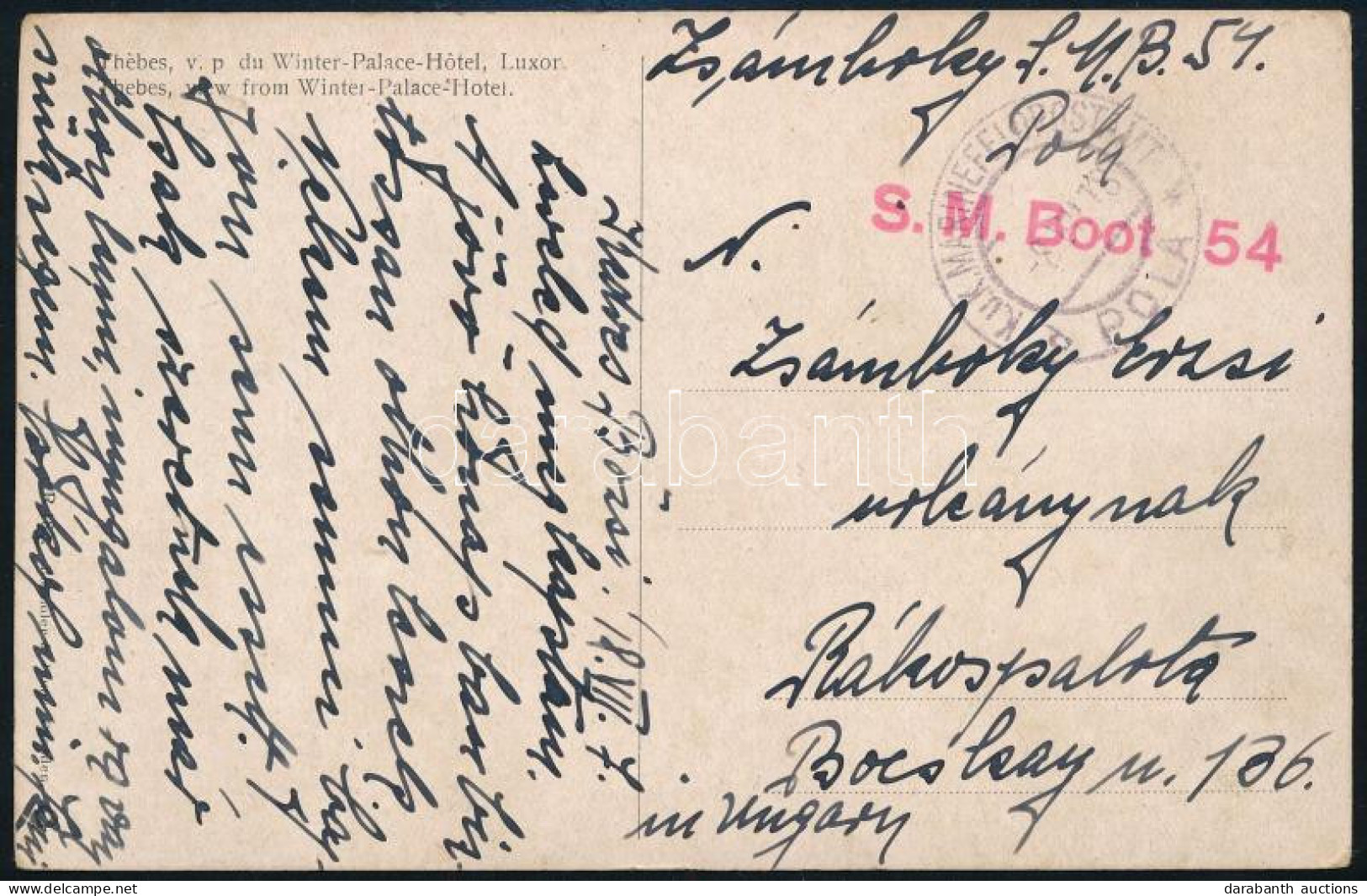 1918 Tábori Posta Képeslap / Field Postcard "S.M. Boot 54" - Autres & Non Classés