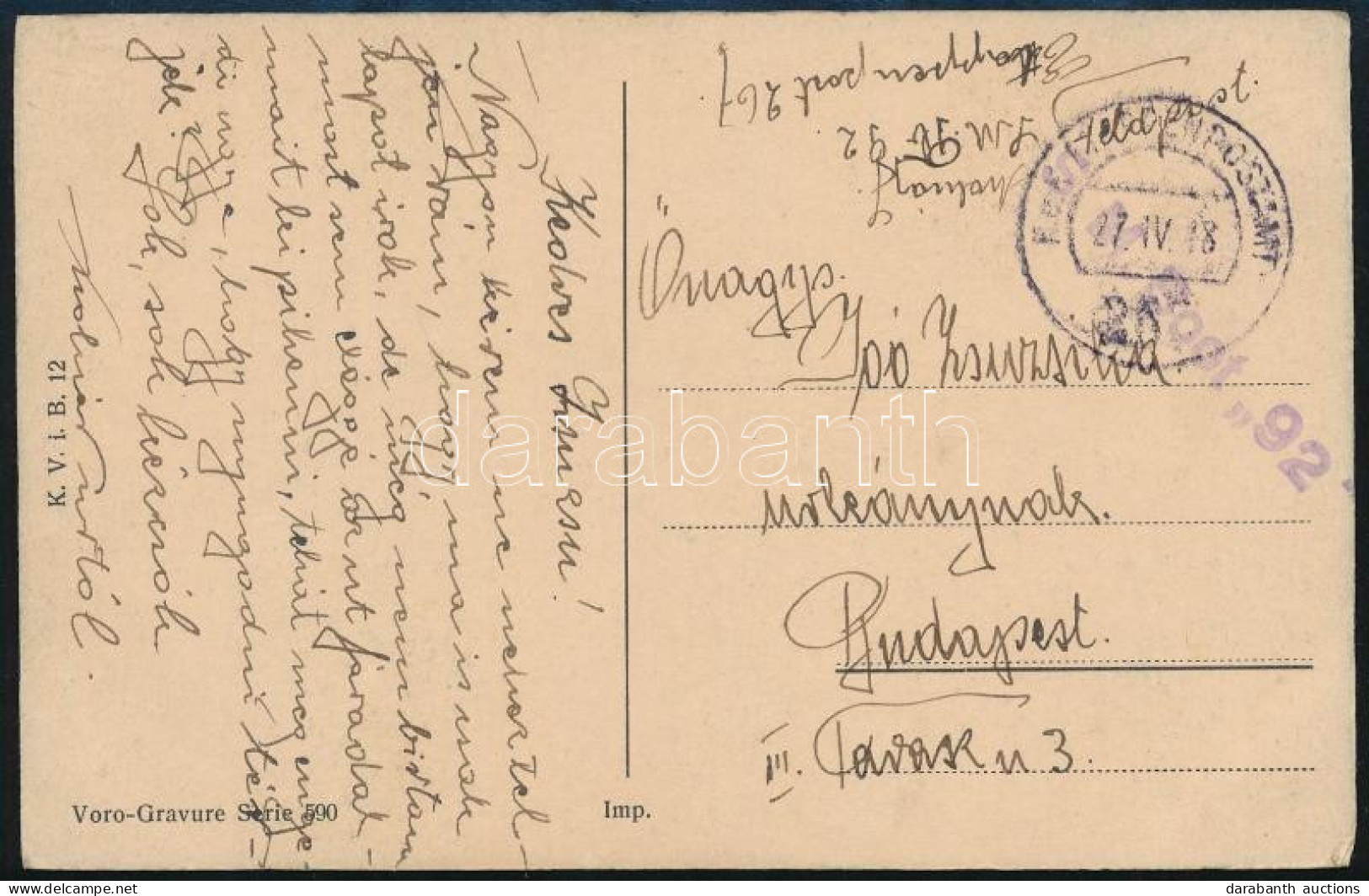 1918 Tábori Posta Képeslap / Field Postcard "S.M. Boot 92." + "EP 267" - Autres & Non Classés