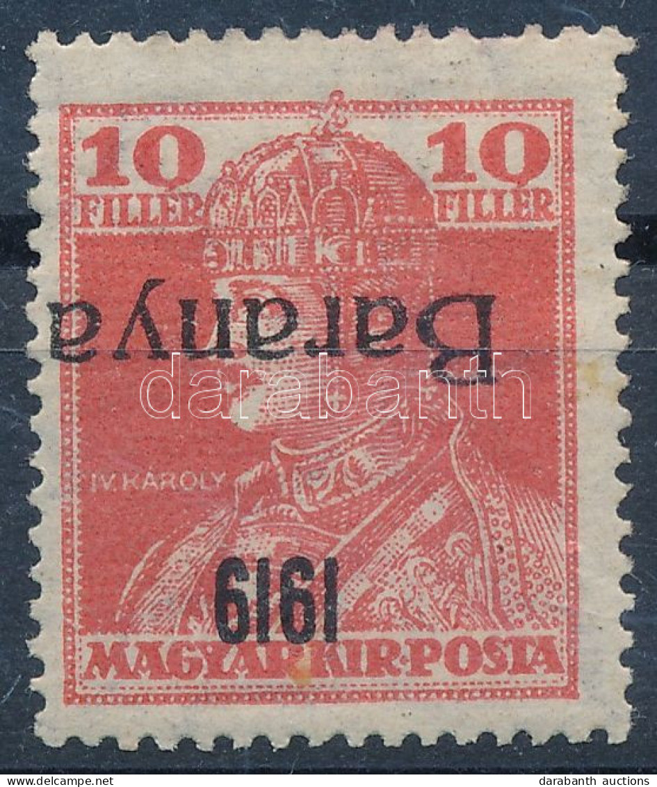 * Baranya I. 1919 Károly 10f Fordított Felülnyomással (**22.000) / Mi 35 With Inverted Overprint. Signed: Bodor - Autres & Non Classés