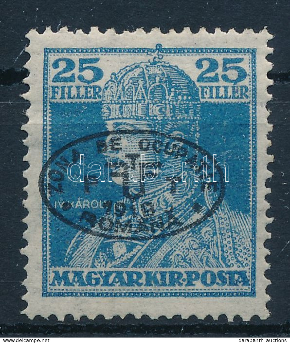 ** Debrecen I. 1919 Károly 25f Fekete Felülnyomással / Mi 40b With Black Overprint. Signed: Bodor (betapadás / Gum Distu - Other & Unclassified