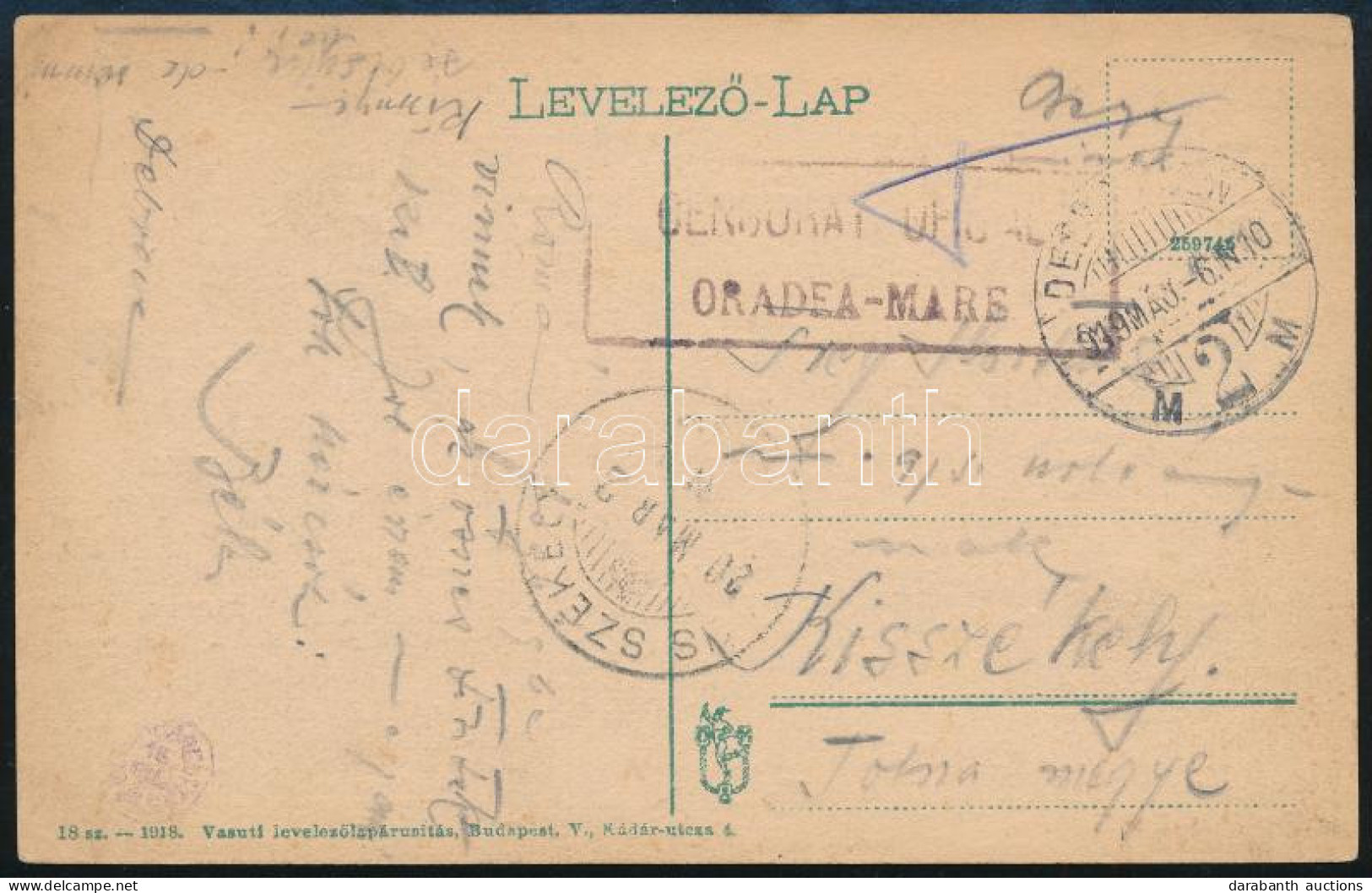 1919.05.06. Képeslap Román Fogságba Visznek Tartalommal, Oradea-Mare Cenzúrával / Censored Postcard - Other & Unclassified