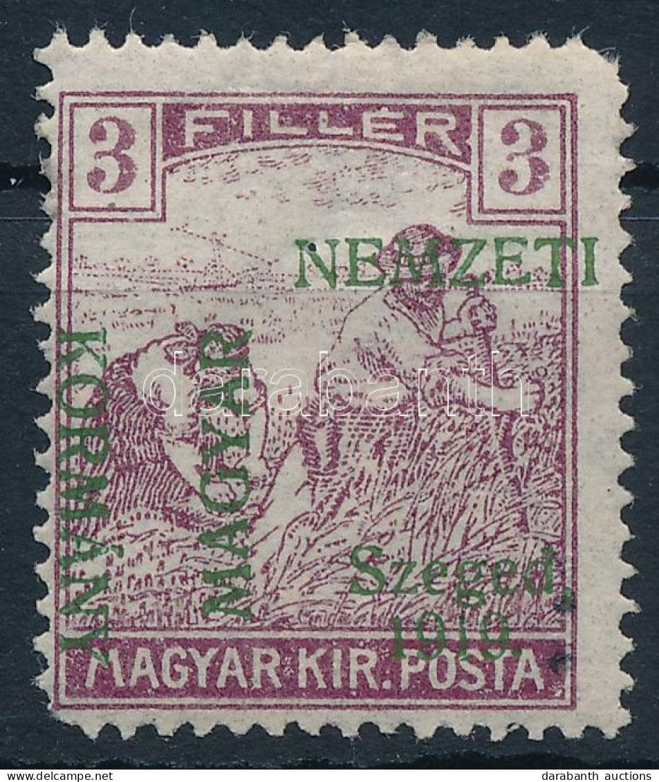 * Szeged 1919 Arató 3f Eltolódott Fogazással, A KORMÁNY Szó Balra Került / Mi 7 With Shifted Overprint. Signed: Bodor (r - Autres & Non Classés