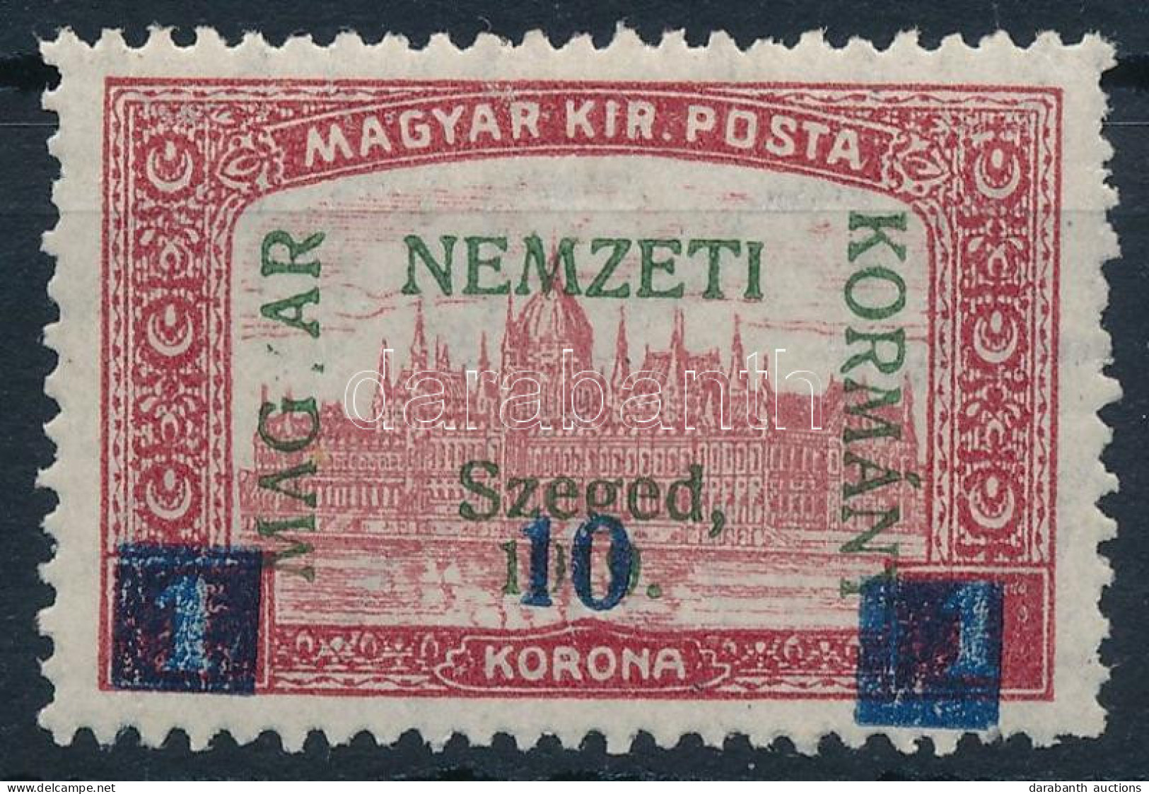 ** Szeged 1919 Parlament 10K/1K A MAGYAR Szóból Hiányzik Az Y / Mi 21 With Plate Variety. Signed: Bodor (rövid Fogak / S - Autres & Non Classés