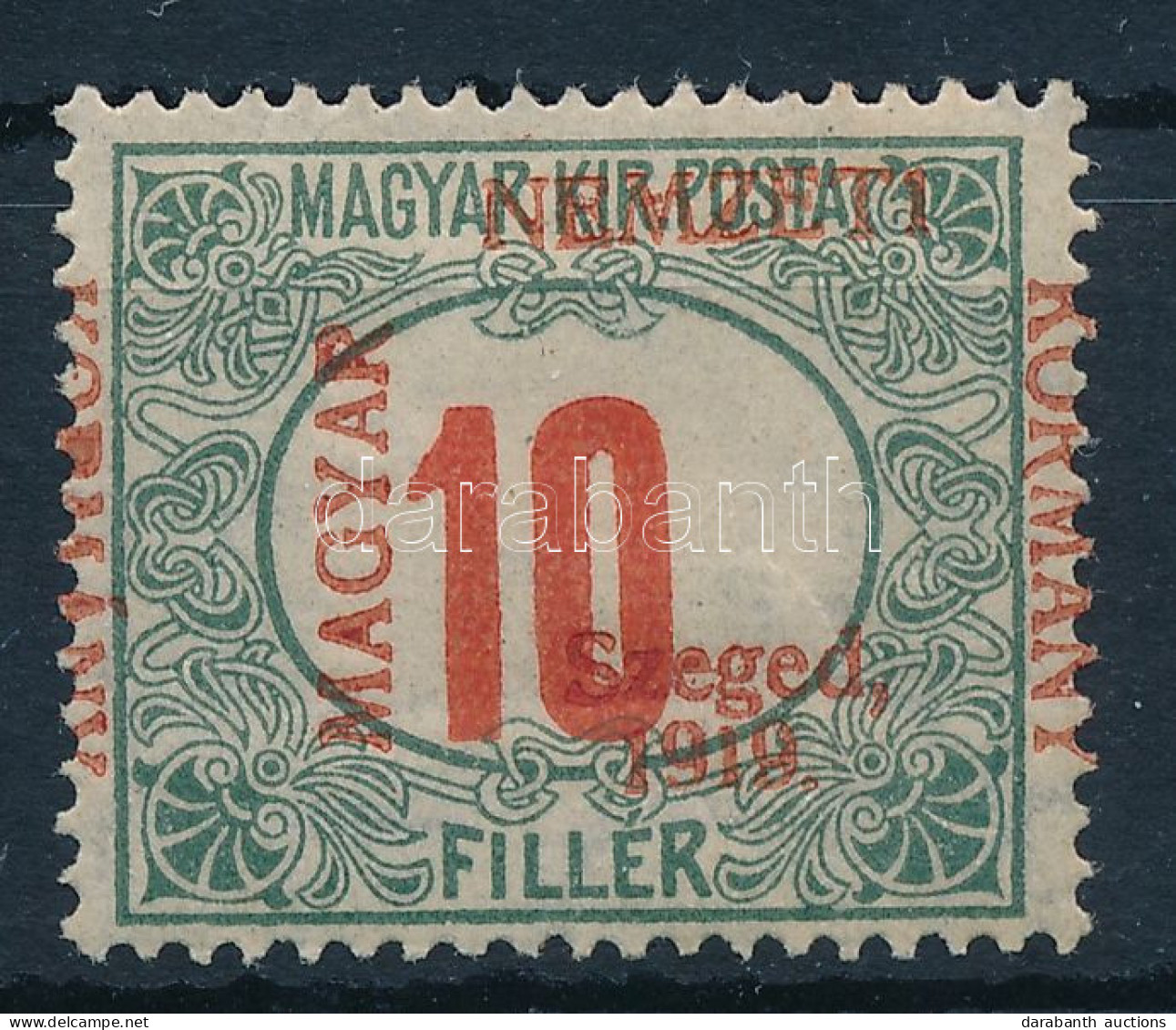 * Szeged 1919 Portó 10f Elcsúszott Felülnyomással / Shifted Overprint. Signed: Bodor - Andere & Zonder Classificatie