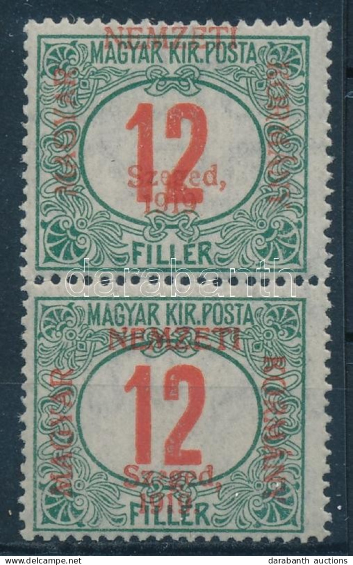 ** 1919 Portó 12f Pár Lemezhibával / Plate Variety. Signed: Bodor - Sonstige & Ohne Zuordnung