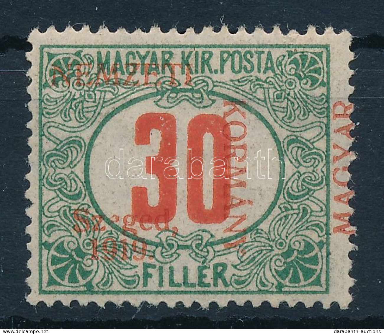 * Szeged 1919 Portó 30f Elcsúszott Felülnyomással / Shifted Overprint. Signed: Bodor - Andere & Zonder Classificatie