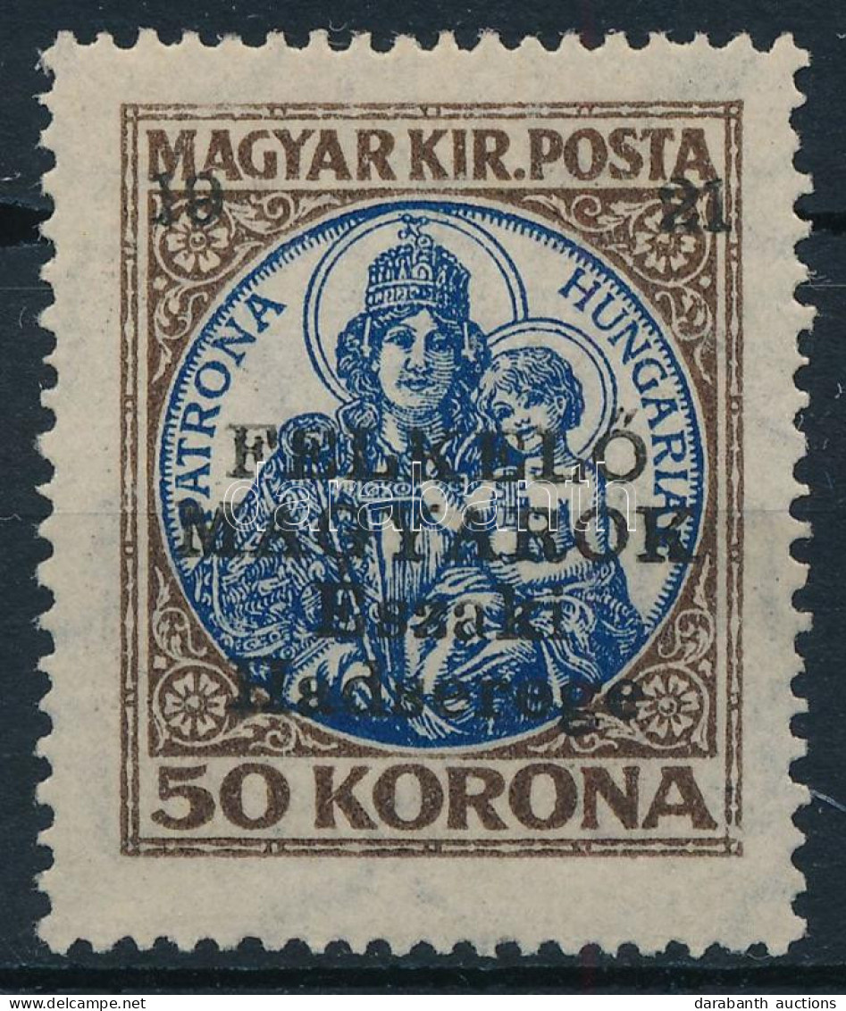 * Nyugat-Magyarország V. 1921 Koronás Madonna 50K (**60.000) / Mi 57 Signed: Bodor - Sonstige & Ohne Zuordnung