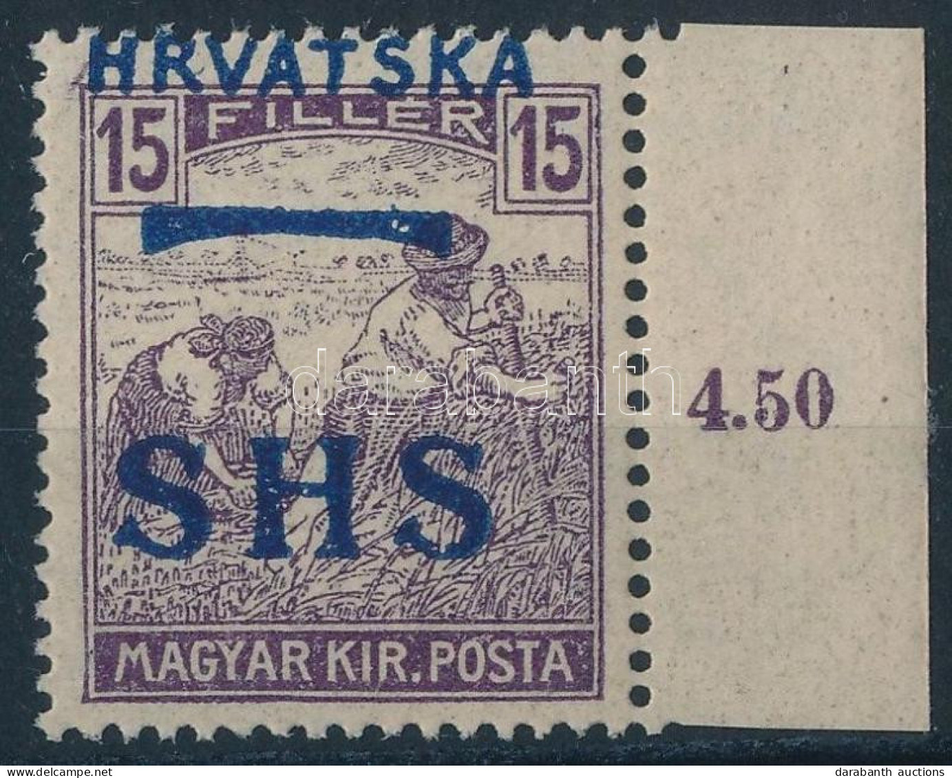 ** SHS 1918 Arató 15f Látványosan Elcsúszott Felülnyomással / Mi 71 With Shifted Overprint. Signed: Bodor. Certificate:  - Autres & Non Classés