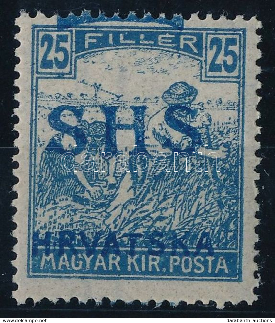 ** SHS 1918 Arató 25f Normál Helyett Világoskék Felülnyomással / Mi 73 With Light Blue Overprint. Signed: Bodor. Certifi - Autres & Non Classés