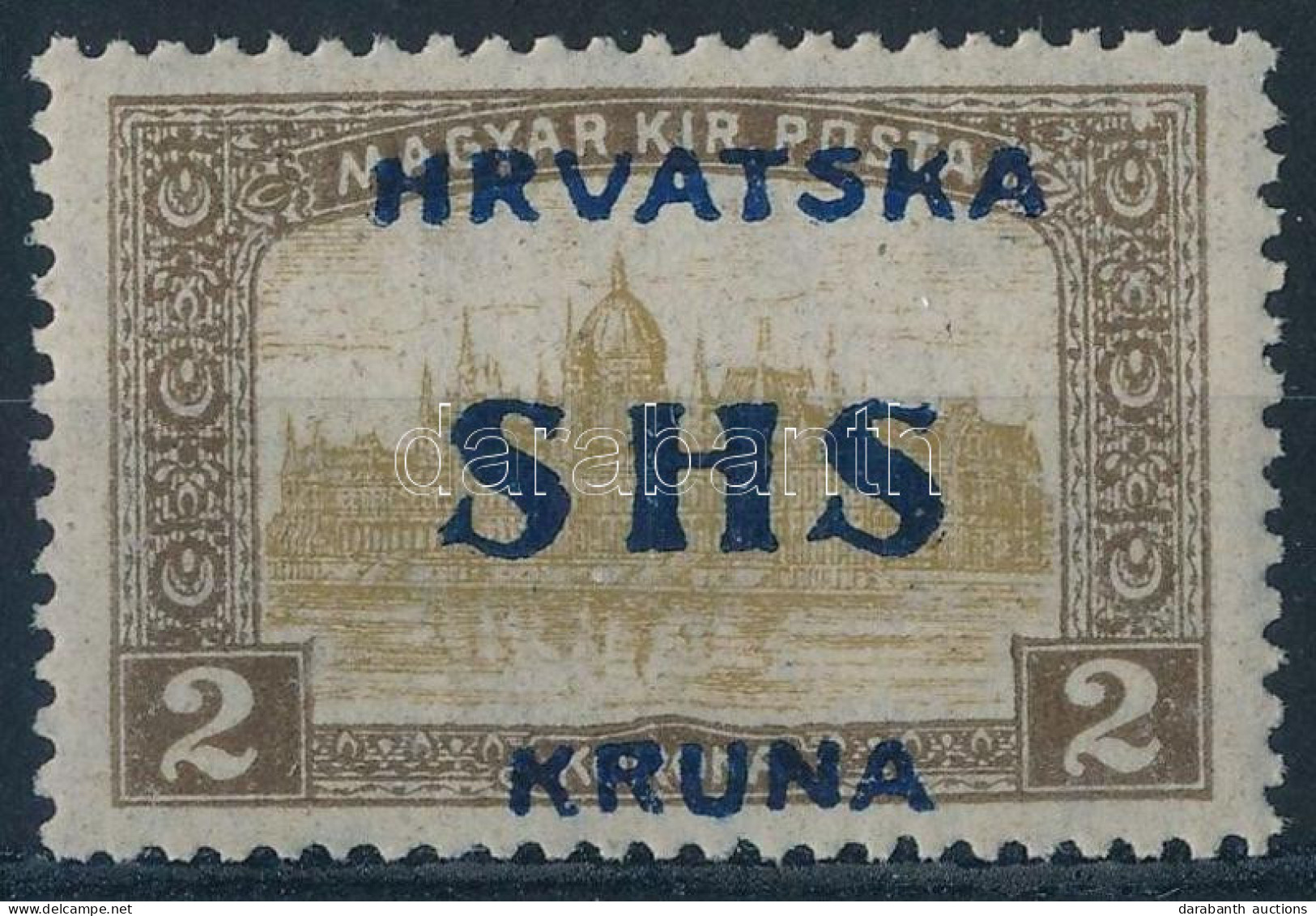 ** SHS 1918 Parlament 2K Eltérő Parlament 10K Típusú Felülnyomással / Mi 80 Overprint Variety. Signed: Bodor. Certificat - Sonstige & Ohne Zuordnung