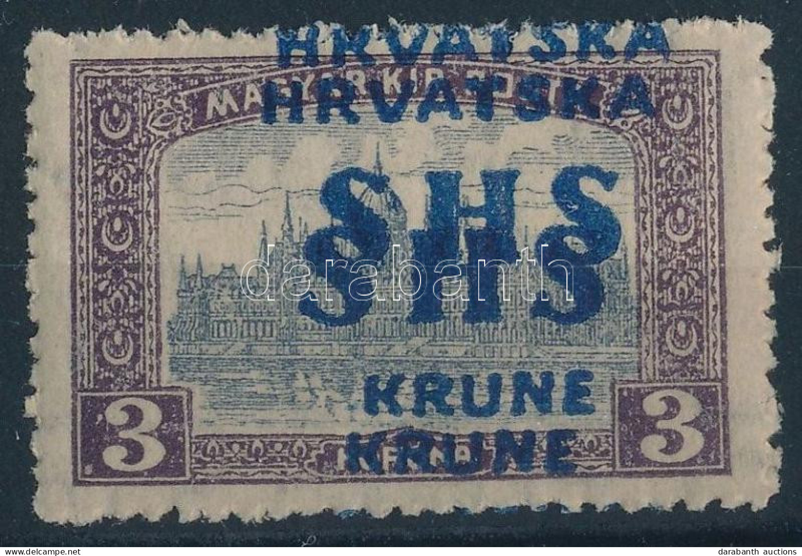 ** SHS 1918 Parlament 3K Kettős Felülnyomással / Mi 81 With Double Overprint. Signed: Bodor. Certificate: Zrinjscak - Autres & Non Classés