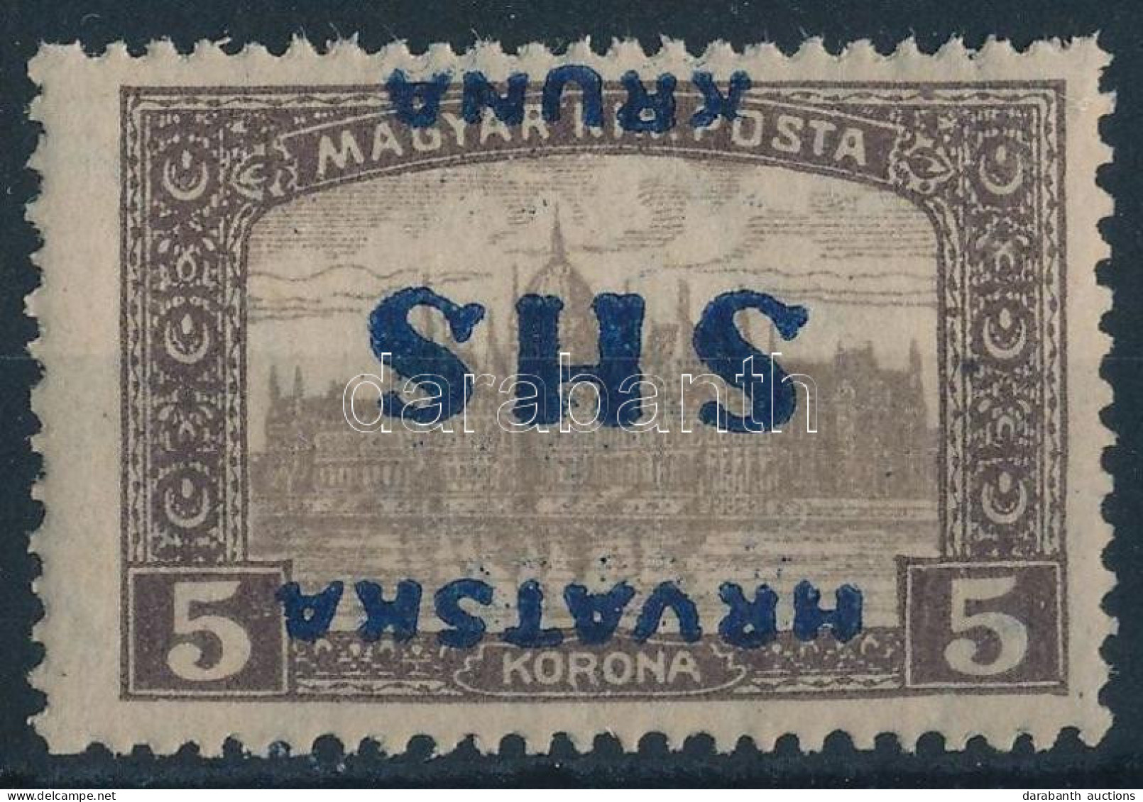 ** SHS 1918 Parlament 5K Fordított Felülnyomással / Mi 82 With Inverted Overprint. Signed: Bodor. Certificate: Zrinjscak - Sonstige & Ohne Zuordnung