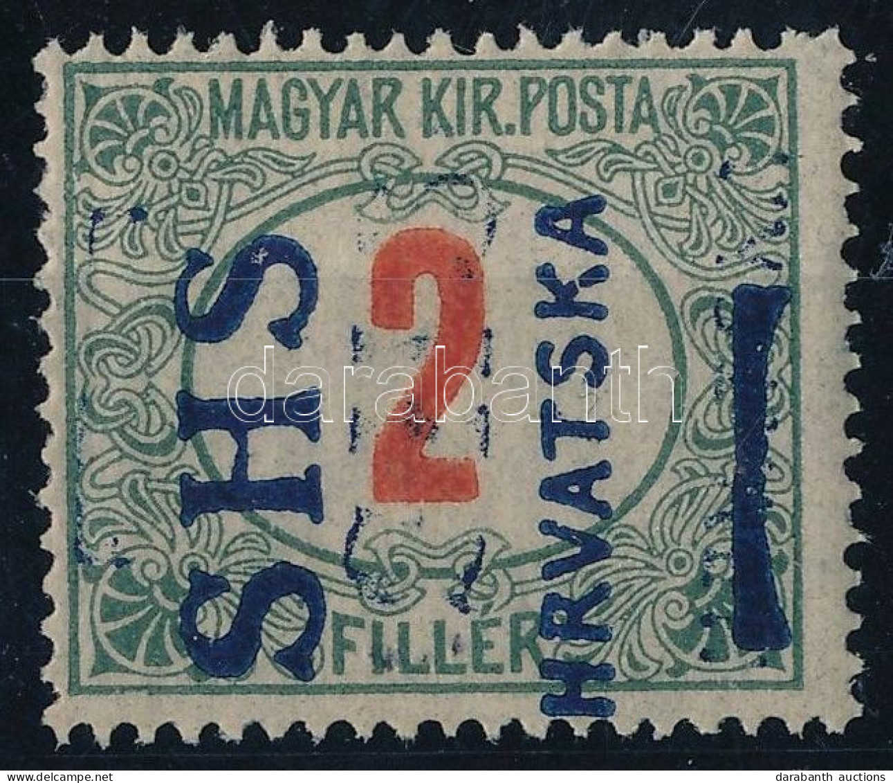 ** SHS 1918 Portó 2f Eltérő Arató Típusú Fekvő, Kettős Felülnyomással, Gépszínátnyomattal / Mi 28 With Inverted, Double  - Sonstige & Ohne Zuordnung