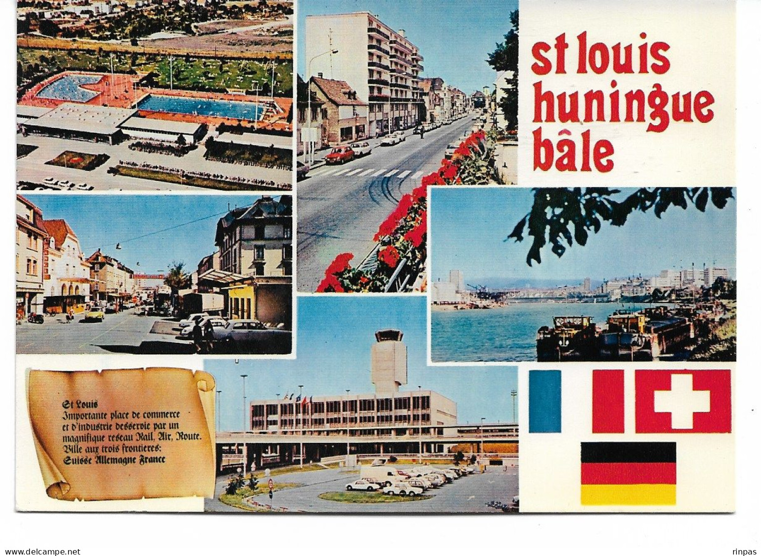 (68) ST LOUIS HUNINGUE BALE Multivue Piscine Aéroport Voiture Auto Car Tube Péniche Drapeau ( Haut Rhin ) - Huningue