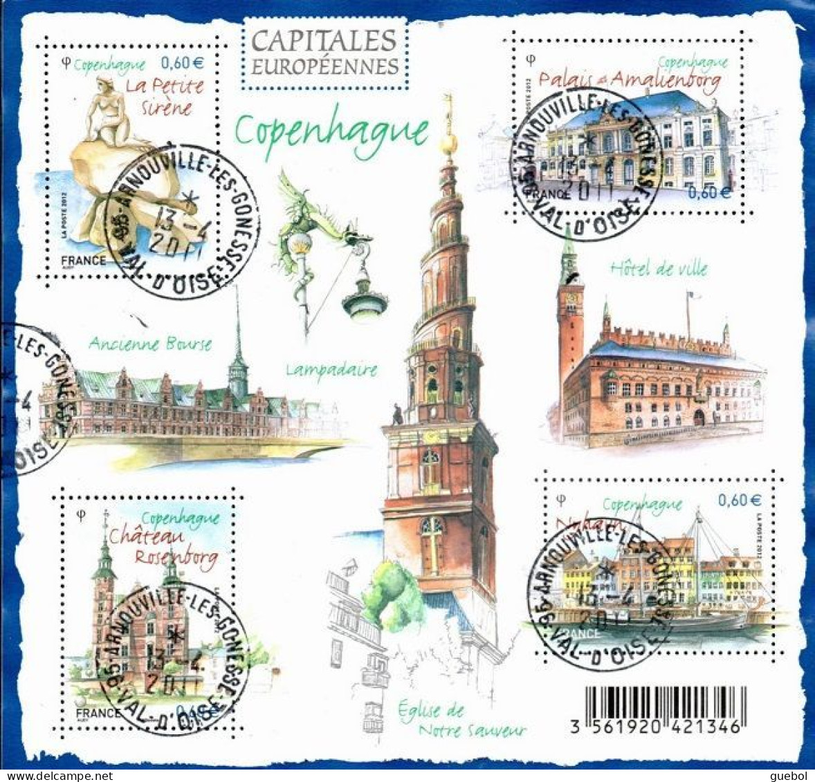 France Oblitération Cachet à Date BF N° F 4637 - Capitales Européennes - Copenhague - Usados