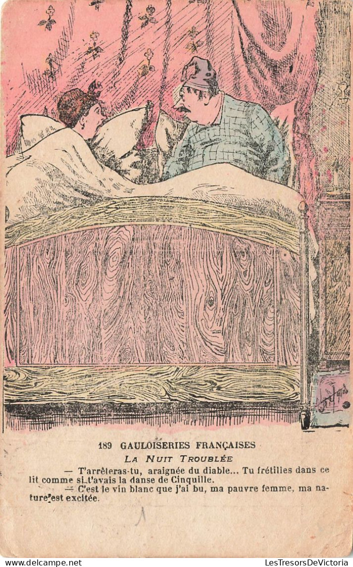 COUPLES - Gauloiseries Françaises - La Nuit Troublée - Dessin - Carte Postale Ancienne - Couples