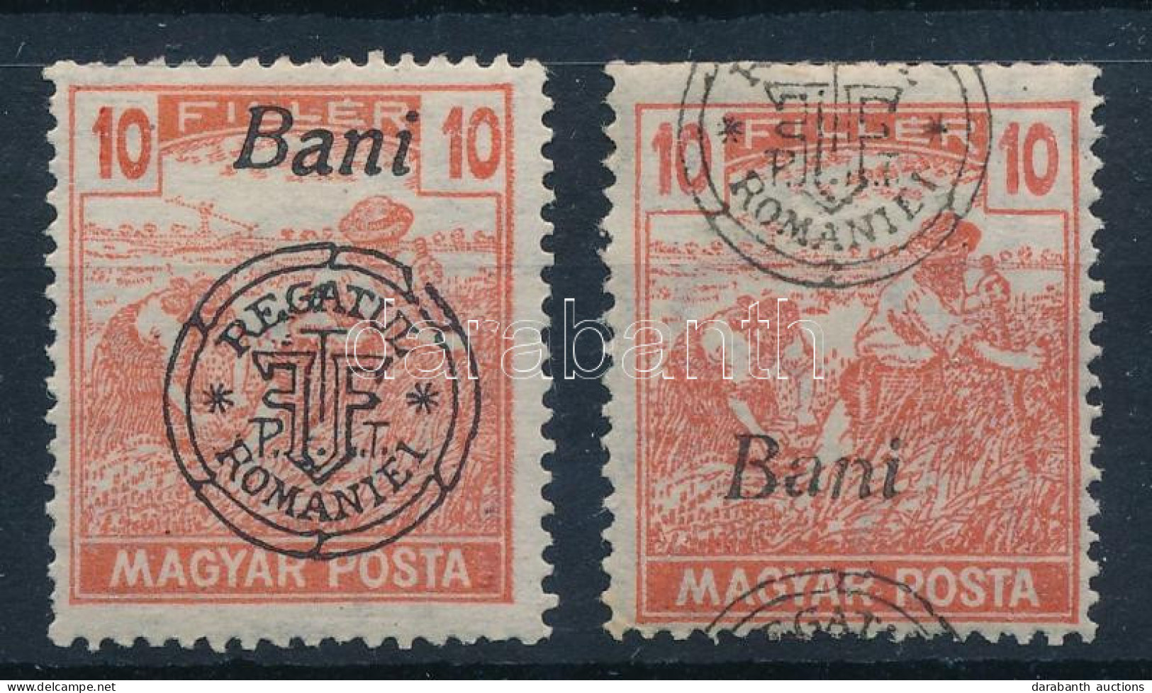 ** Nagyvárad 1919 Magyar Posta 10f Elcsúszott Felülnyomással + Támpéldány / Shifted Overprint. Signed: Bodor - Other & Unclassified