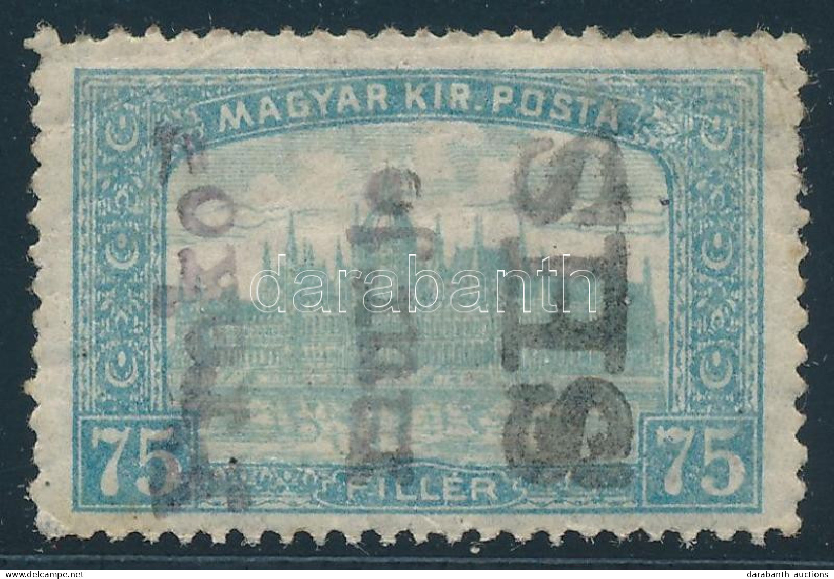 ** Lendvavásárhely 1919 Parlament 75f Magánkiadású Bélyeg / Private Stamp. Signed: Bodor (ráncok / Creases) - Autres & Non Classés